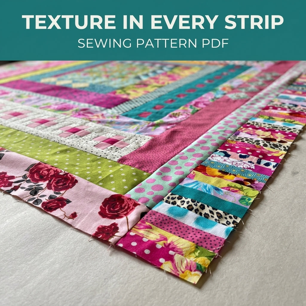 Medallion Strip Quilt Sewing Pattern PDF – Bright Round by Round Quilt
