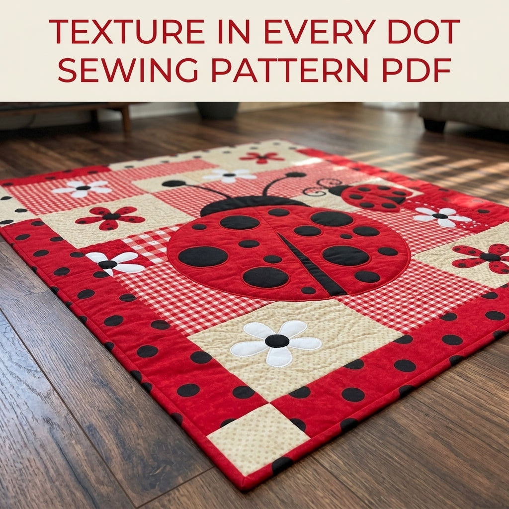 Big Ladybug Gingham Quilt Sewing Pattern PDF – Giant Ladybug Appliqué Quilt