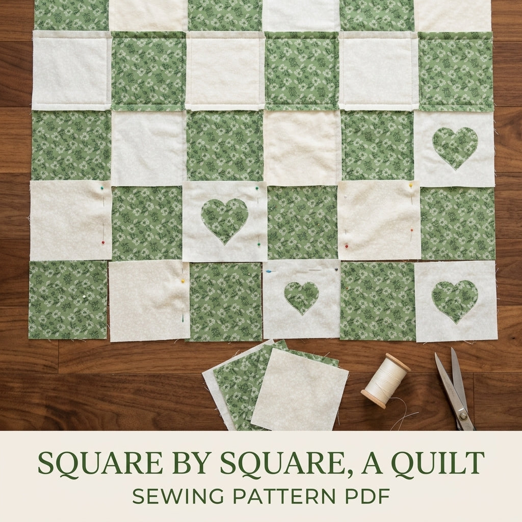 Green Heart Minky Rag Quilt Sewing Pattern PDF – Baby Rag Quilt with Hearts