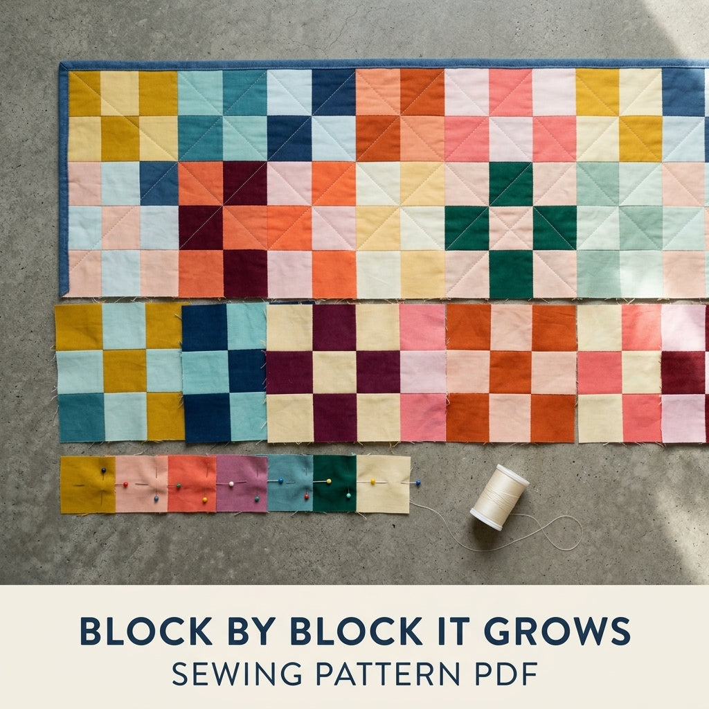 Rainbow Checkerboard Quilt Pattern PDF – Easy Squares Only Throw Quilt in Solids