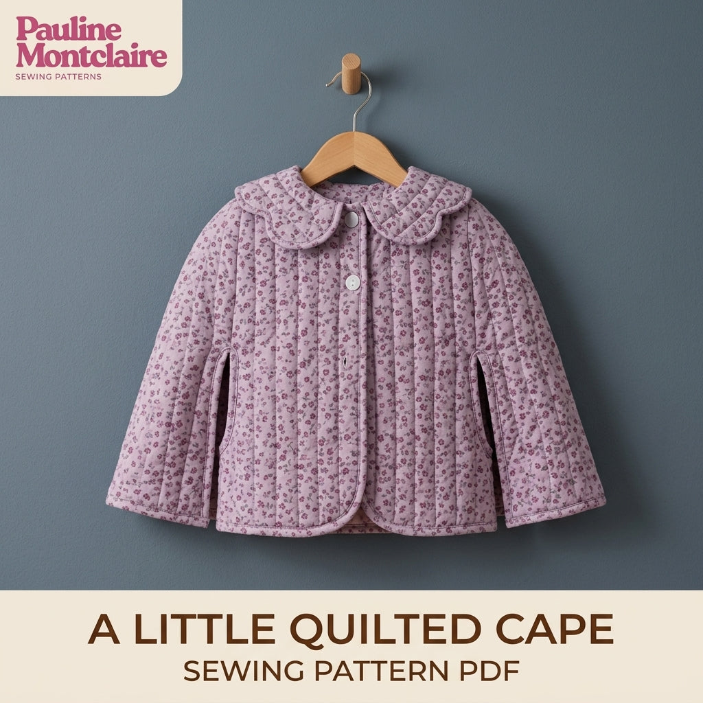 Children's Quilted Cape Sewing Pattern PDF – Girls' Cape with Scalloped Collar and Arm Slits