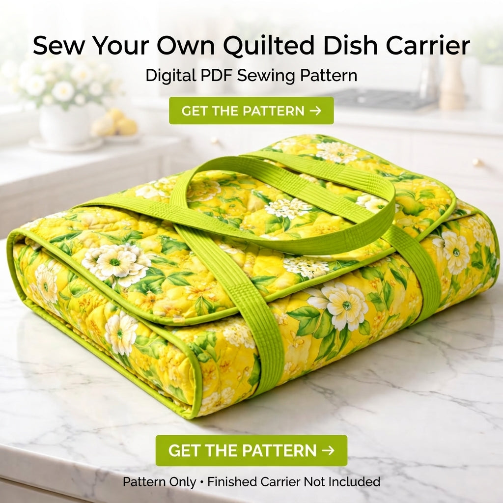 Quilted Casserole Carrier PDF Sewing Pattern | Insulated Dish Carry Bag with Handles | Potluck & Gift Sewing Project | Instant Download