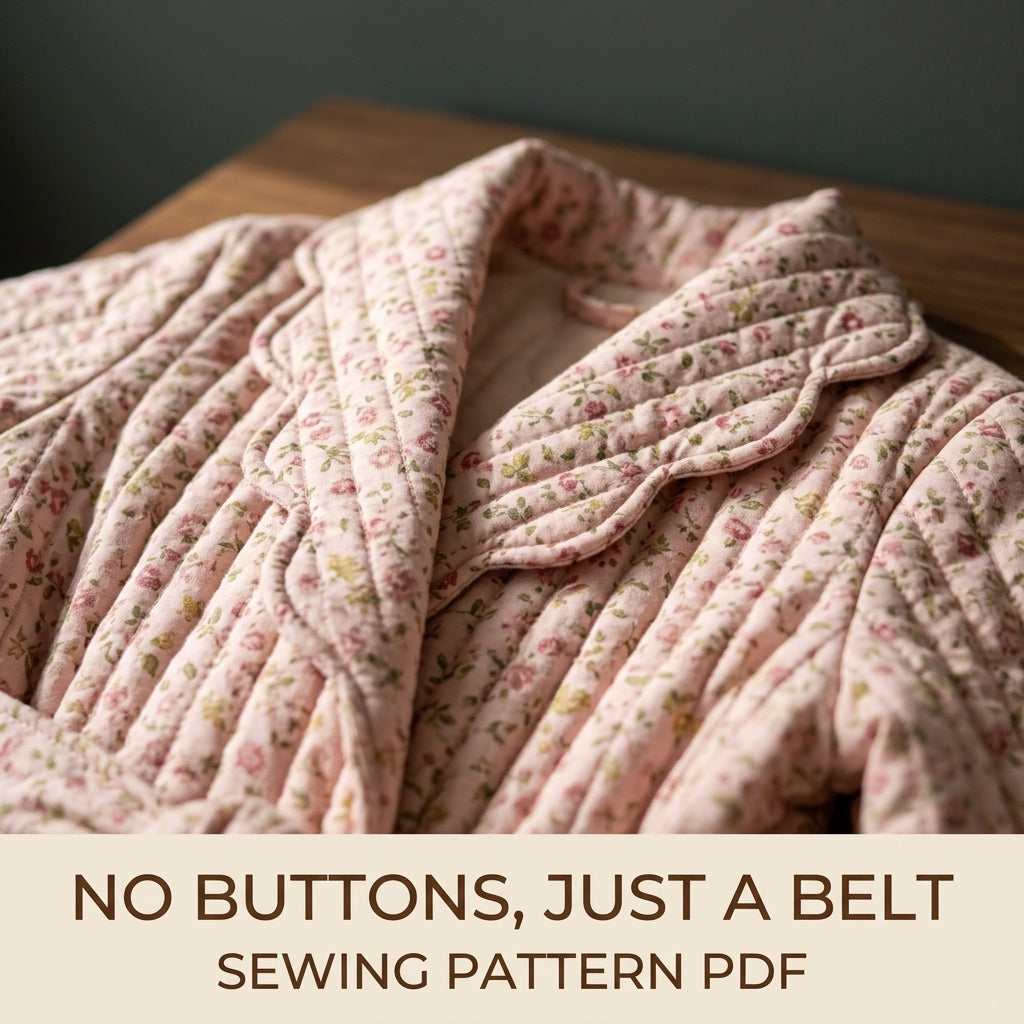 Children's Quilted Robe Sewing Pattern PDF – Girls' Dressing Gown with Scalloped Collar