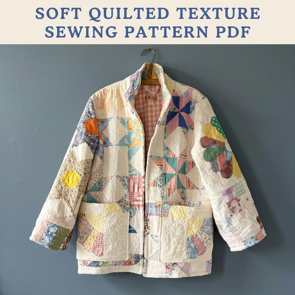 Star Block Quilt Chore Jacket Sewing Pattern PDF – Boxy Quilt Jacket