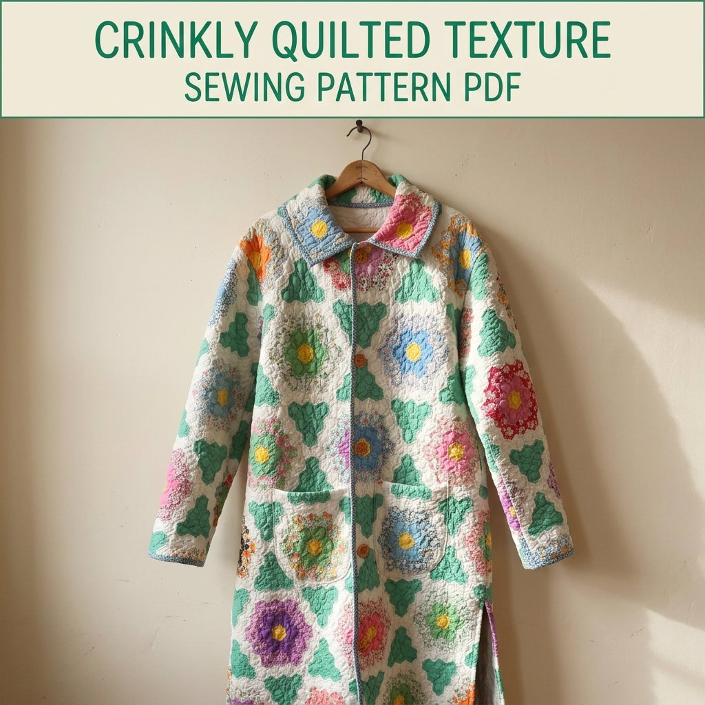 Flower Garden Long Quilt Coat Sewing Pattern PDF – Button Front Coat from a Vintage Quilt