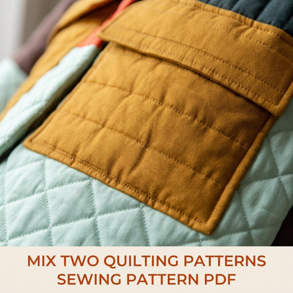 Colour Block Quilted Coat Sewing Pattern PDF – Oversized Quilted Jacket