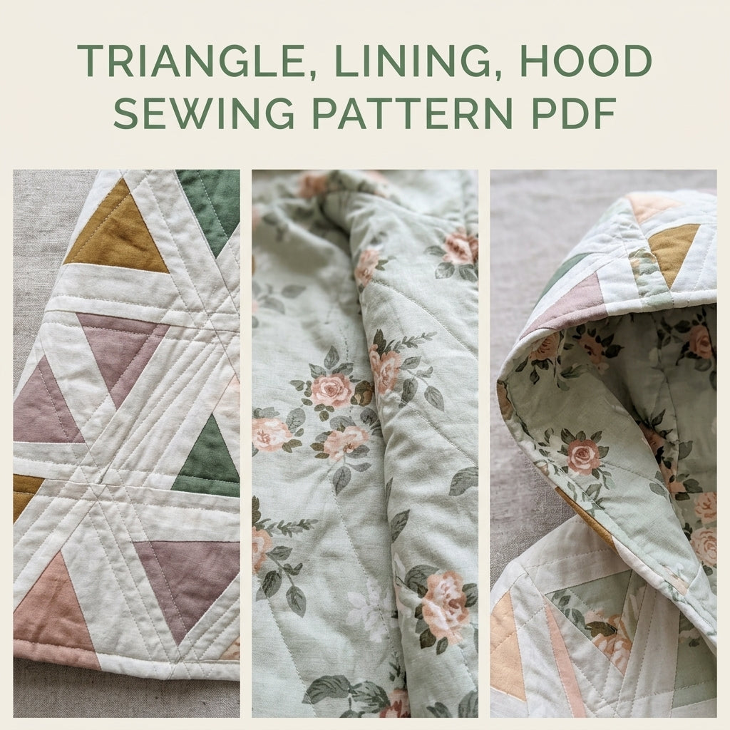 Triangle Hooded Quilt Coat Sewing Pattern PDF – Modern Quilted Coat