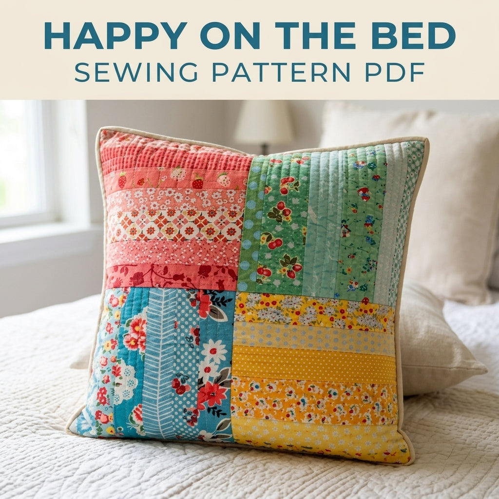 Four Quadrant Strip Cushion Sewing Pattern PDF – Scrappy Quilted Pillow