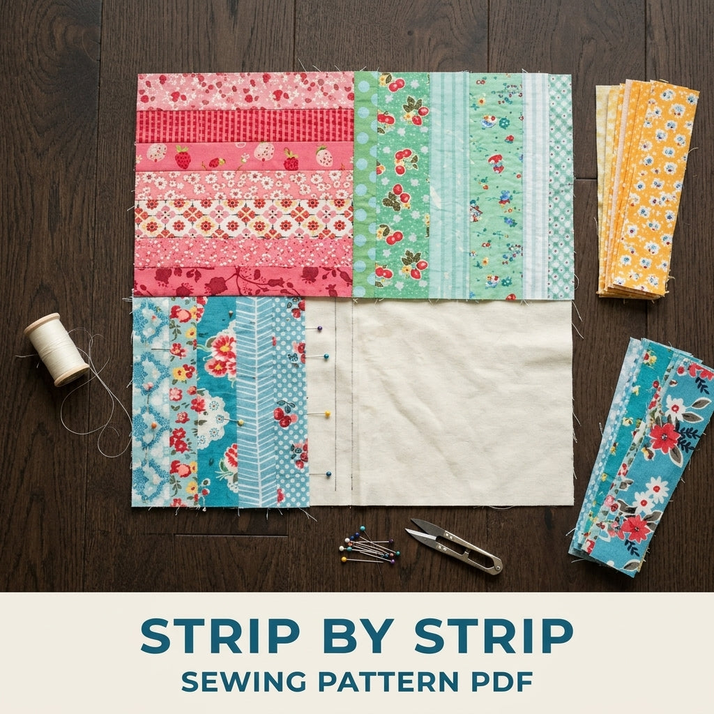 Four Quadrant Strip Cushion Sewing Pattern PDF – Scrappy Quilted Pillow