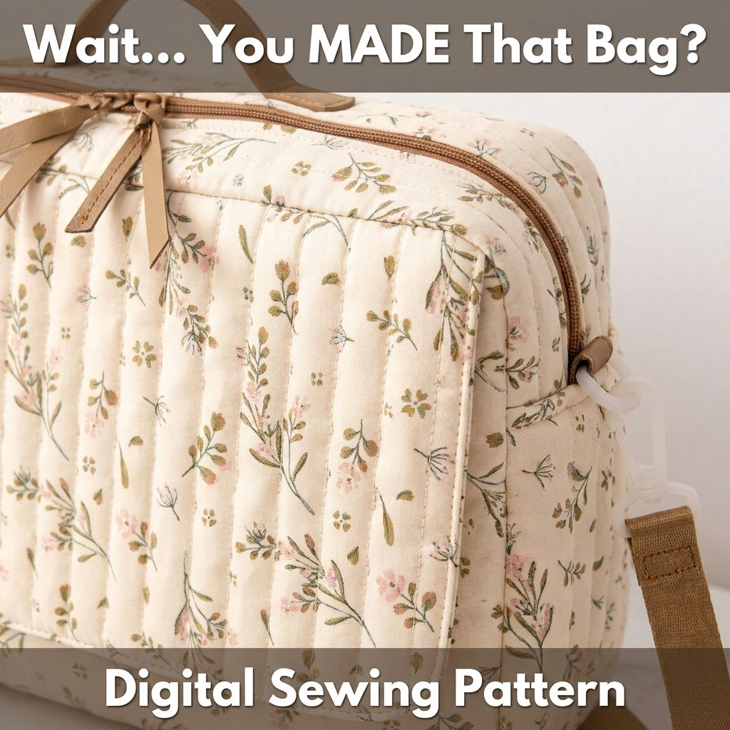 Quilted Diaper Bag PDF Sewing Pattern | Channel Quilted Baby Changing Bag with Crossbody Strap | Beginner Friendly | Instant Download