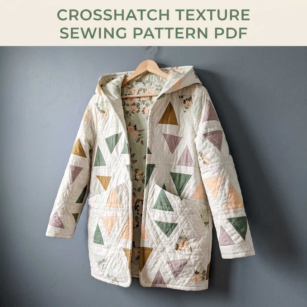 Triangle Hooded Quilt Coat Sewing Pattern PDF – Modern Quilted Coat