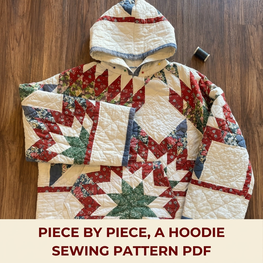 Star Quilt Hoodie Sewing Pattern PDF – Cropped Quilted Hoodie from a Quilt