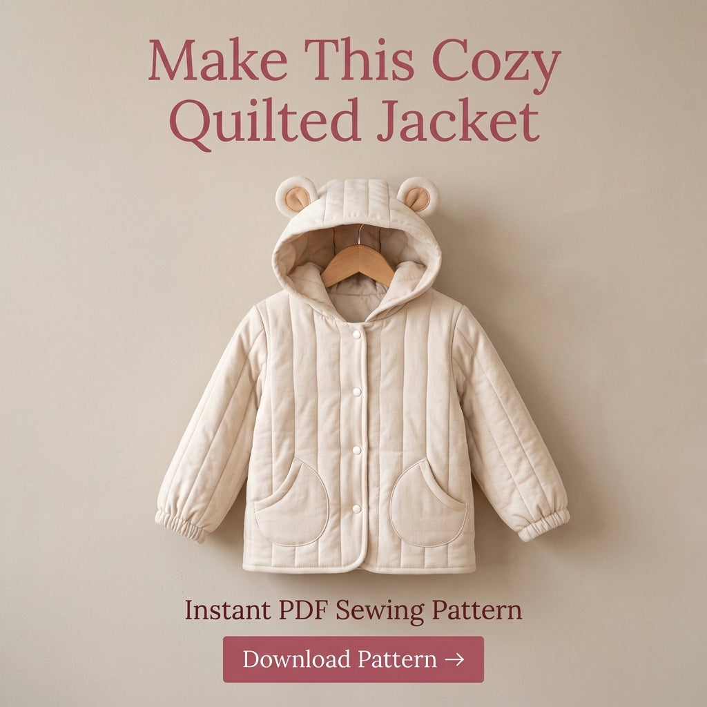 Kids' Quilted Jacket Sewing Pattern – Hooded Jacket with Bear Ears