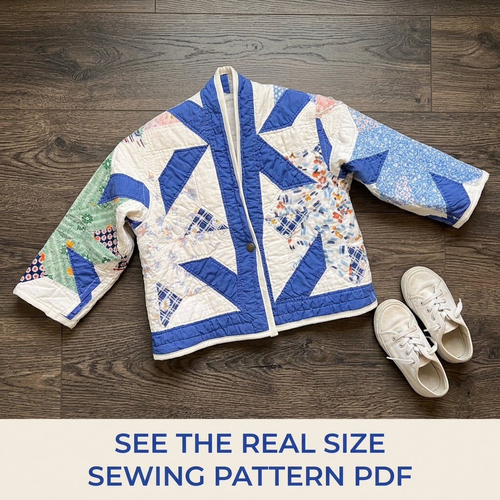 Kids Star Quilt Jacket Sewing Pattern PDF – Children's Jacket from a Vintage Quilt