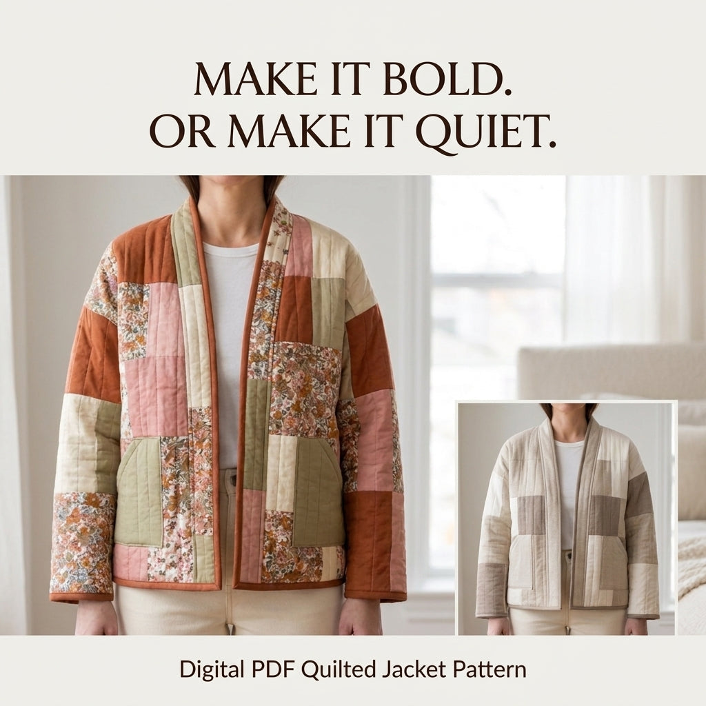 Boxy Patchwork Quilted Jacket – PDF Sewing Pattern