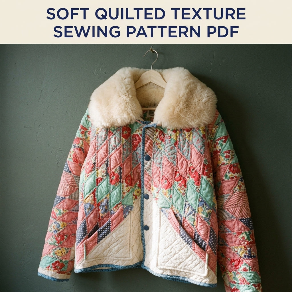 Star Quilt Jacket with Fleece Collar Sewing Pattern PDF – Upcycled Quilt Coat