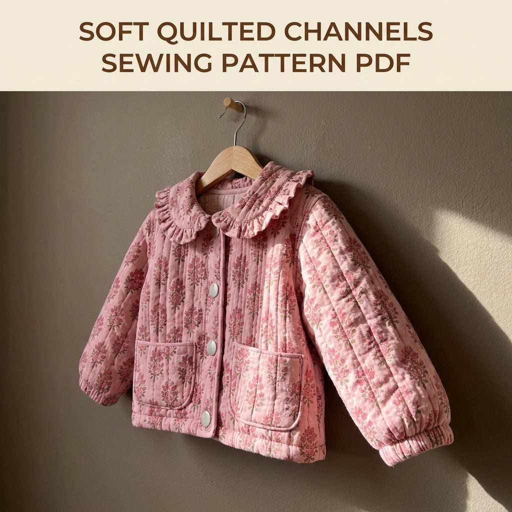 Kids Ruffle Collar Jacket Sewing Pattern PDF – Quilted Child's Jacket with Snaps