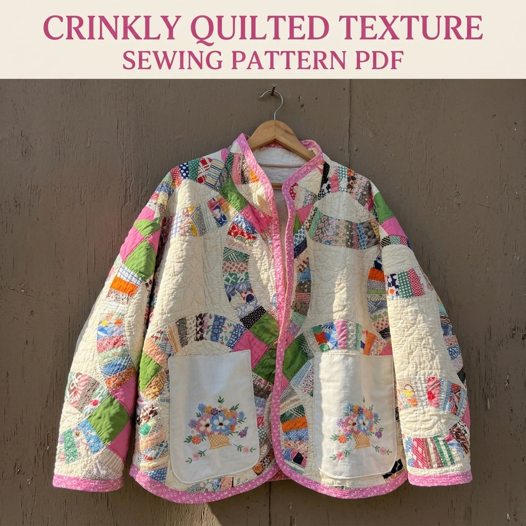 Double Wedding Ring Quilt Jacket Sewing Pattern PDF – Boxy Jacket from a Vintage Quilt