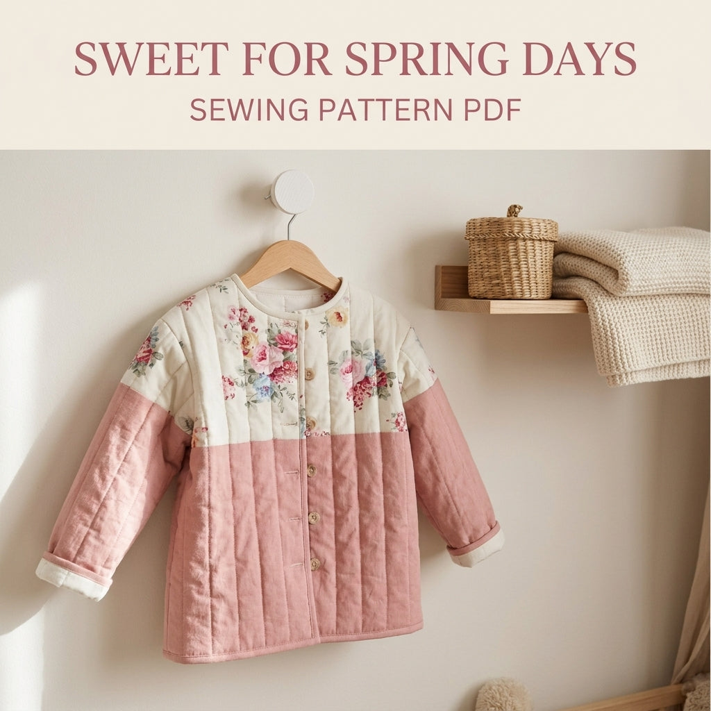 Girls Rose Quilted Jacket Sewing Pattern PDF – Kids Quilted Coat