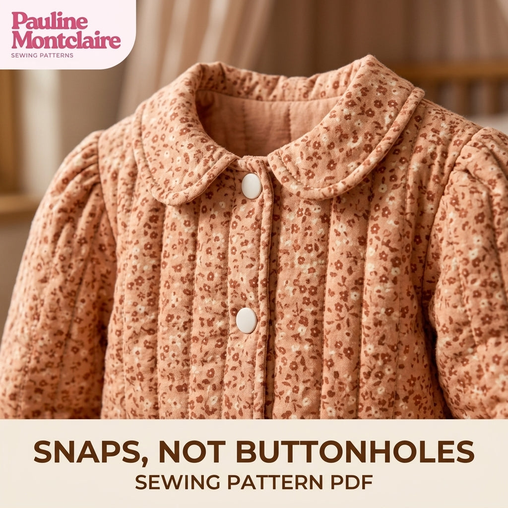 Children's Quilted Collar Jacket Sewing Pattern PDF – Girls' Collar Jacket with Puff Sleeves and Patch Pockets
