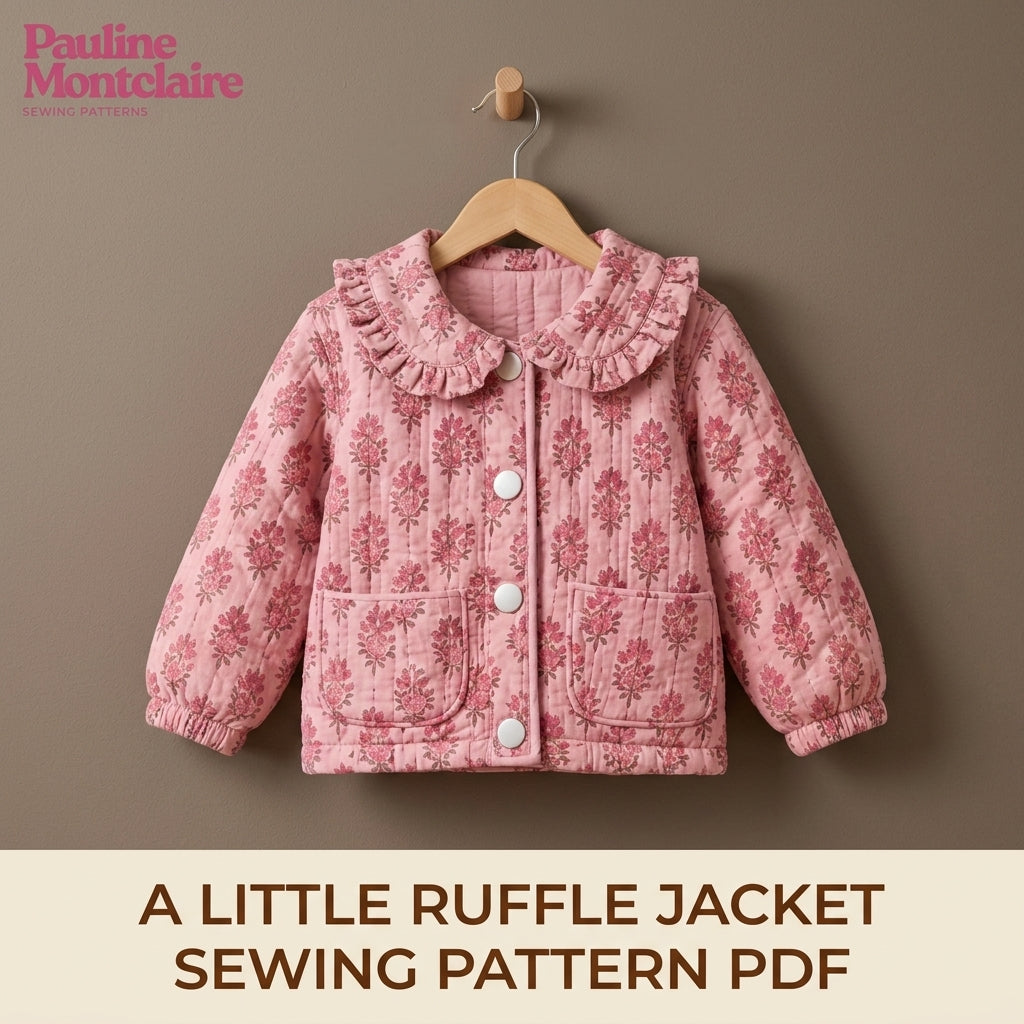 Kids Ruffle Collar Jacket Sewing Pattern PDF – Quilted Child's Jacket with Snaps