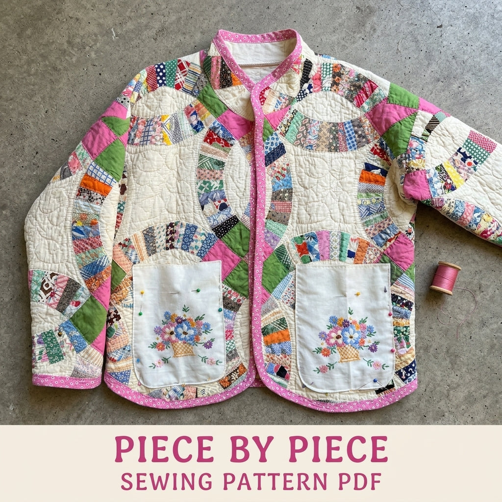 Double Wedding Ring Quilt Jacket Sewing Pattern PDF – Boxy Jacket from a Vintage Quilt