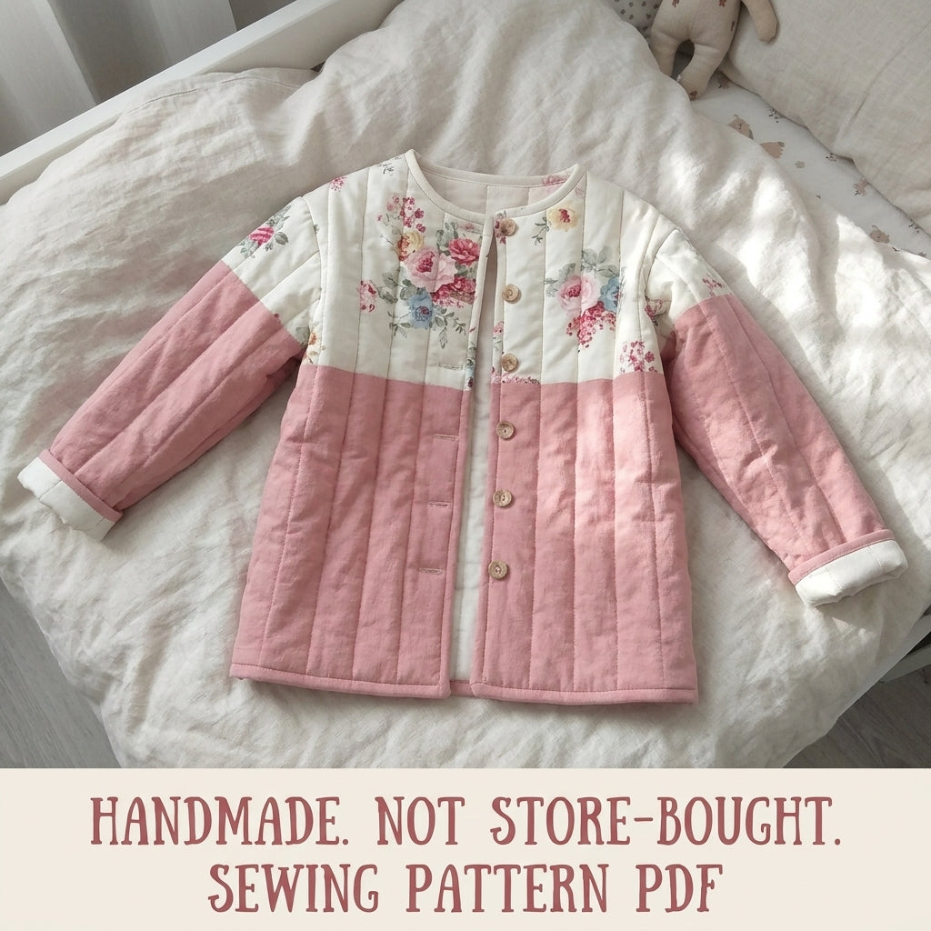 Girls Rose Quilted Jacket Sewing Pattern PDF – Kids Quilted Coat