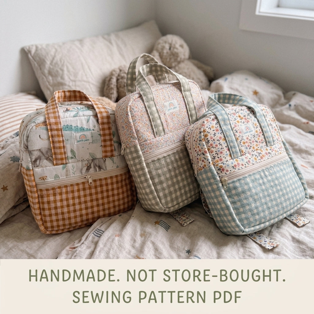 Kids Backpack Sewing Pattern PDF – Quilted Mini Backpack for Toddlers