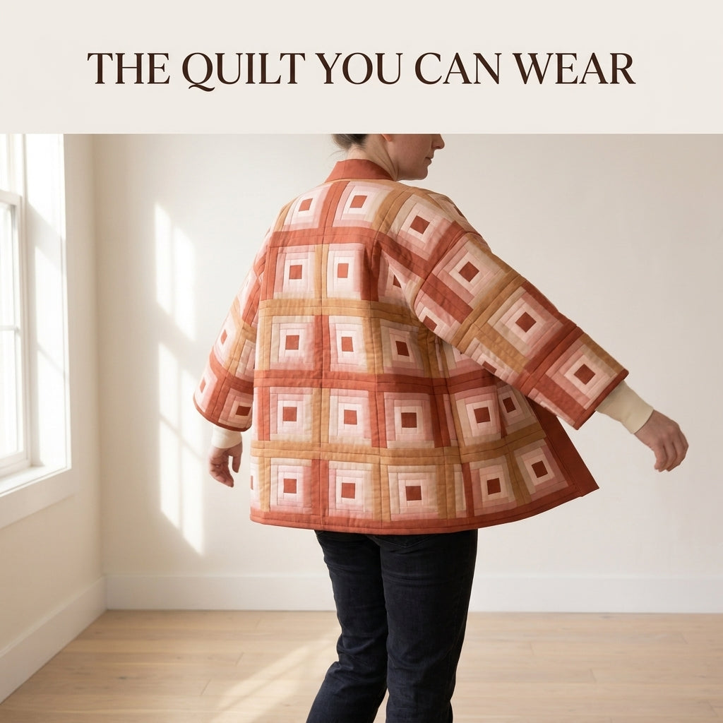 Quilted Kimono Jacket Sewing Pattern – Log Cabin Patchwork Jacket
