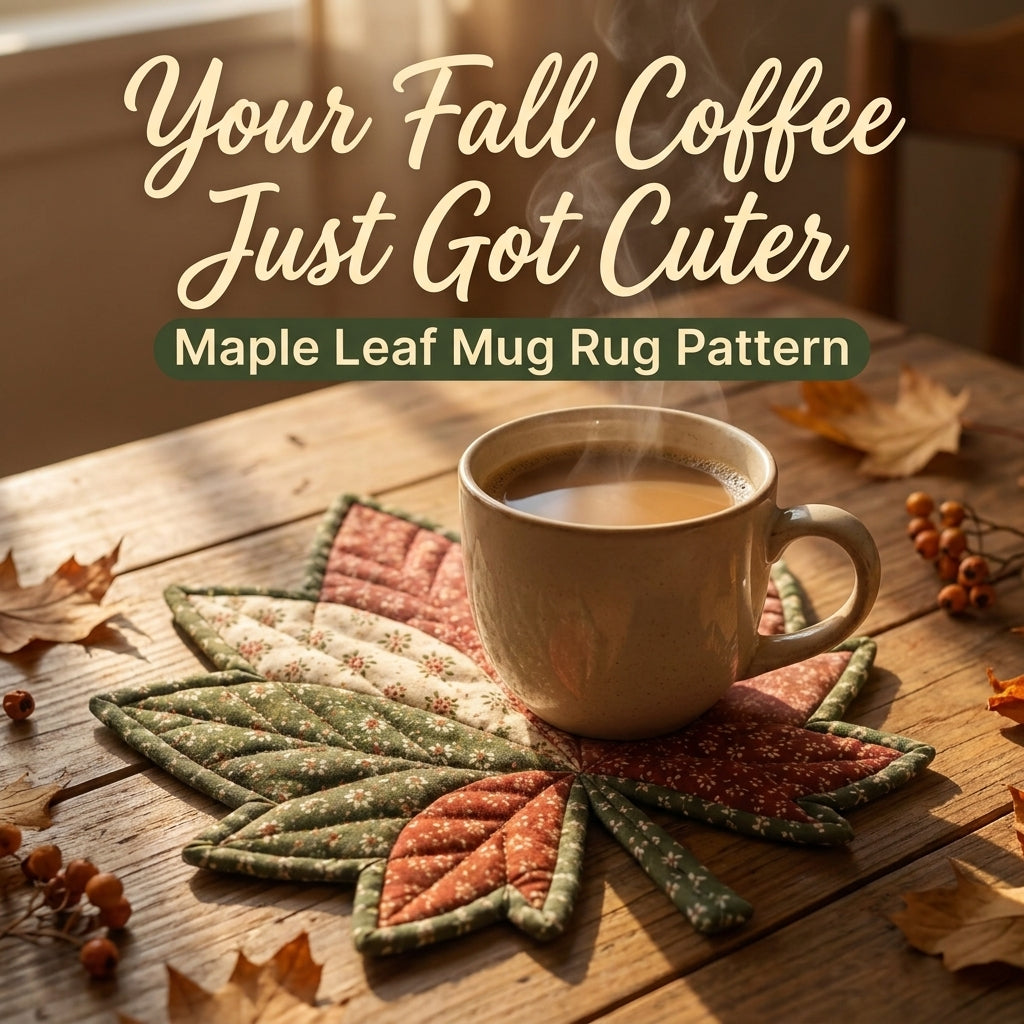 Maple Leaf Mug Rug Pattern — Quilted Autumn Coaster in 2 Sizes, Beginner Friendly, PDF Download