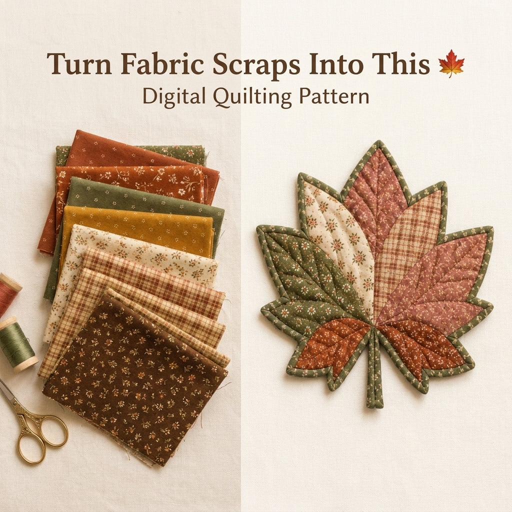Maple Leaf Mug Rug Pattern — Quilted Autumn Coaster in 2 Sizes, Beginner Friendly, PDF Download