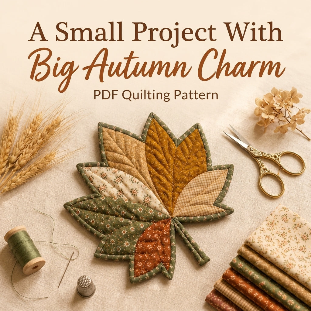 Maple Leaf Mug Rug Pattern — Quilted Autumn Coaster in 2 Sizes, Beginner Friendly, PDF Download