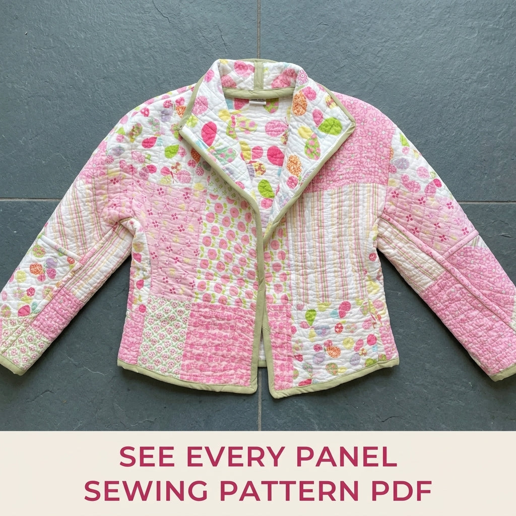 Girls Pink Patchwork Quilted Jacket Sewing Pattern PDF – Kids Quilt Coat