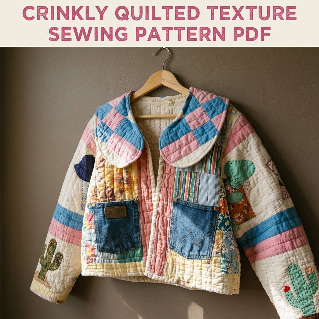 Round Collar Quilt Jacket Sewing Pattern PDF – Round Collar Jacket from a Vintage Quilt