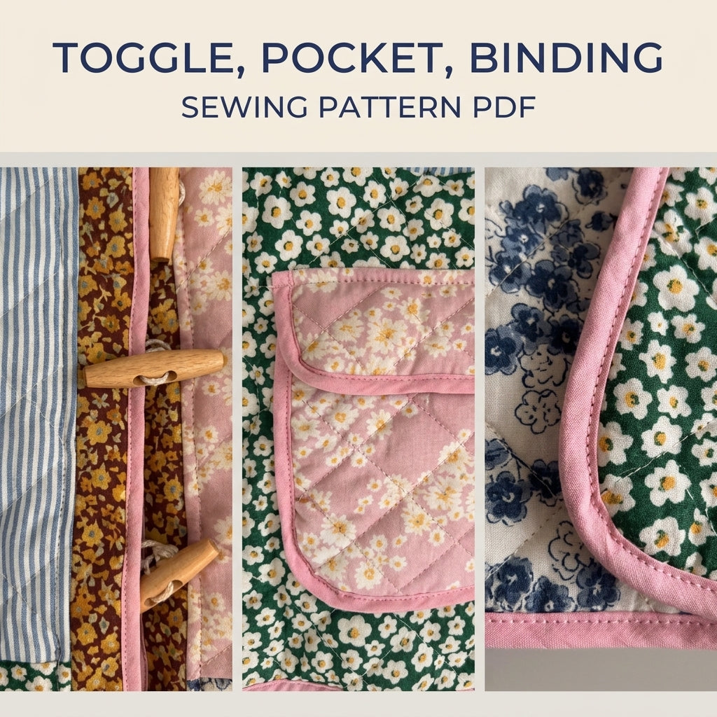 Toggle Patchwork Quilted Jacket Sewing Pattern PDF – Boxy Scrap Quilt Jacket