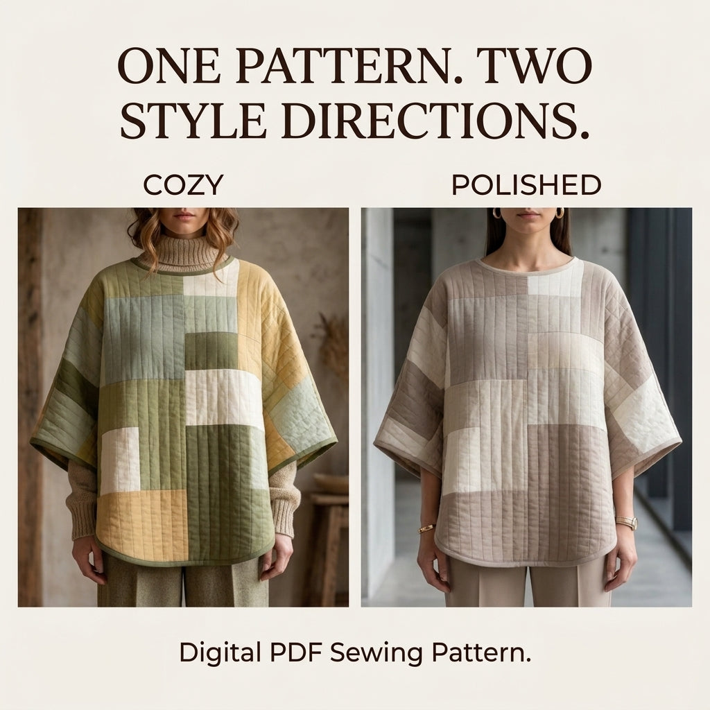 Easy Quilted Poncho – PDF Sewing Pattern