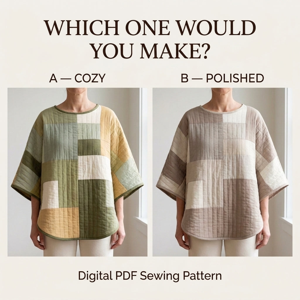 Easy Quilted Poncho – PDF Sewing Pattern