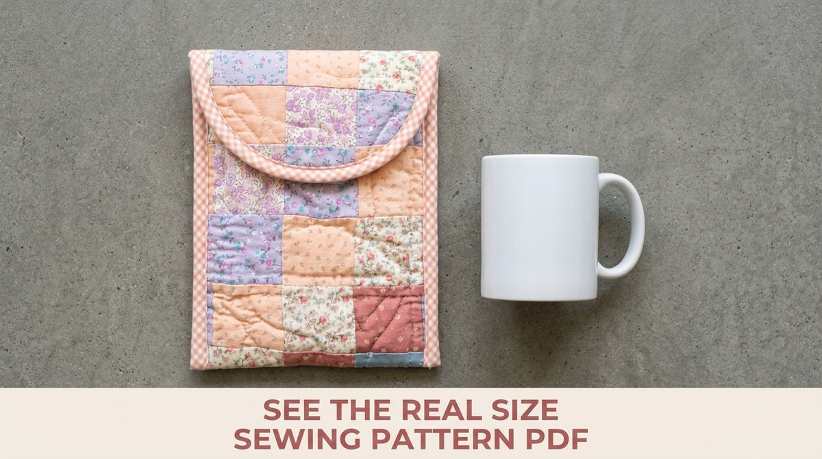 Patchwork Tablet Sleeve Sewing Pattern PDF – Quilted E-Reader Case with Flap