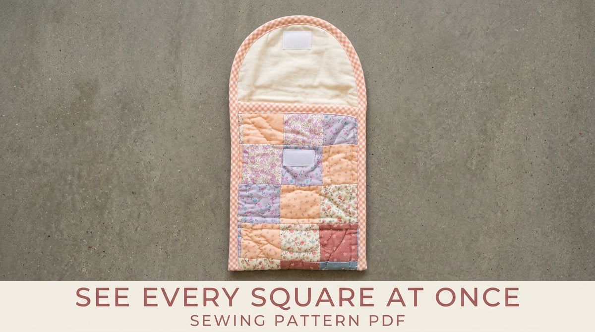 Patchwork Tablet Sleeve Sewing Pattern PDF – Quilted E-Reader Case with Flap