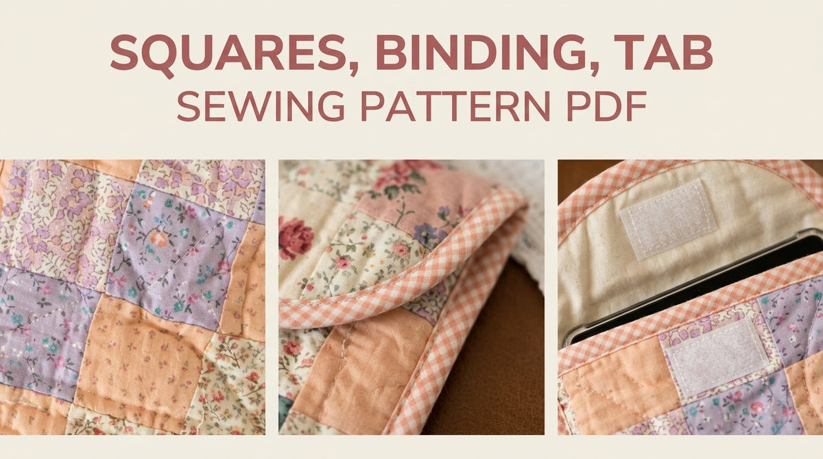 Patchwork Tablet Sleeve Sewing Pattern PDF – Quilted E-Reader Case with Flap