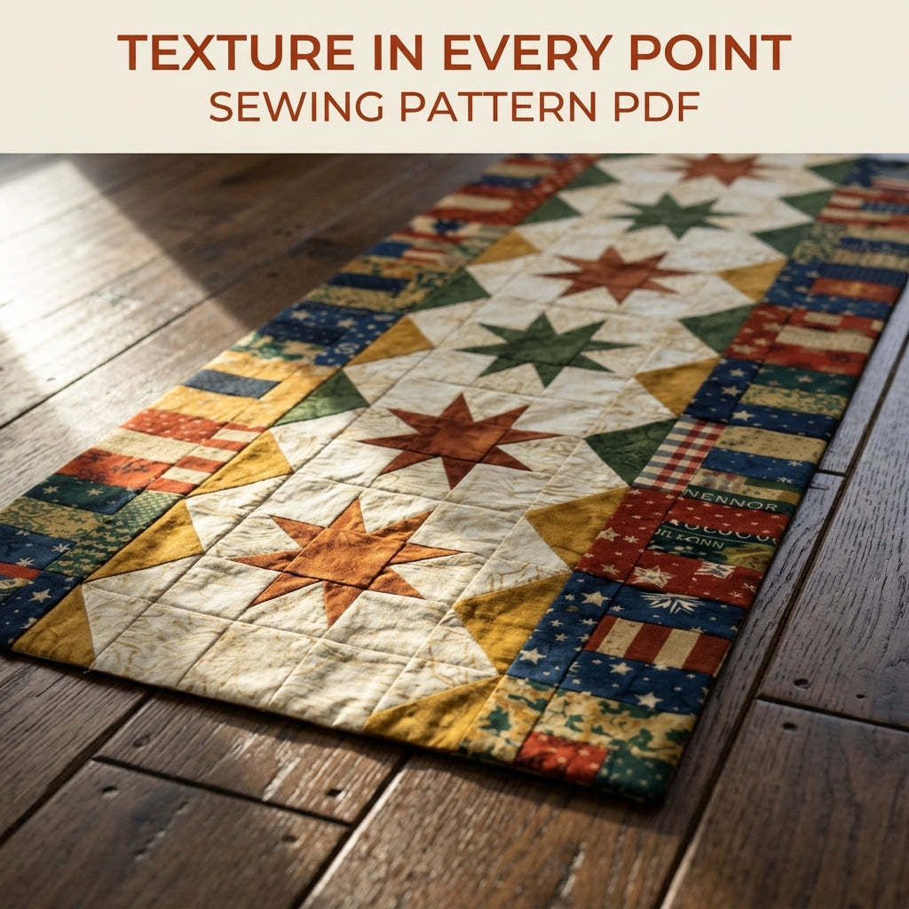 Sawtooth Star Table Runner Sewing Pattern PDF – Scrappy Quilted Runner