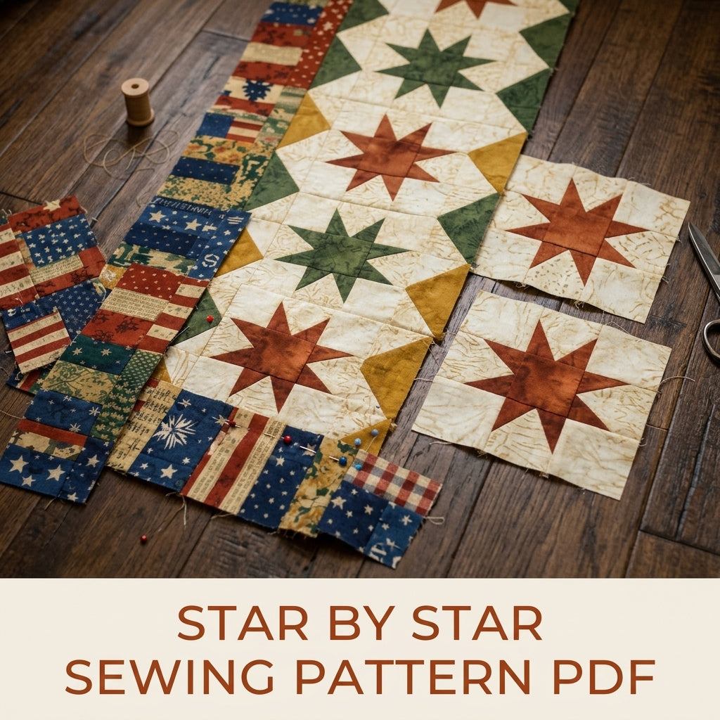 Sawtooth Star Table Runner Sewing Pattern PDF – Scrappy Quilted Runner