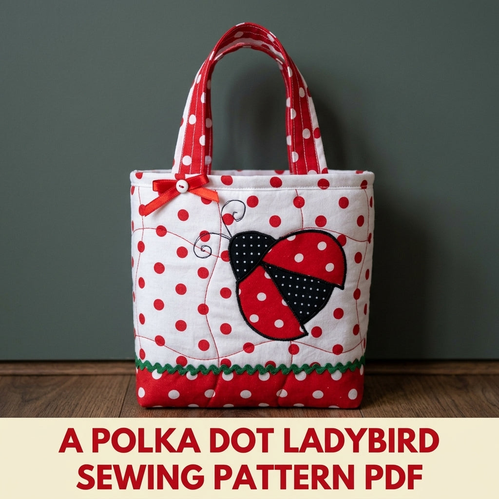 Ladybird Polka Dot Tote Sewing Pattern PDF – Kids Quilted Bag with Appliqué
