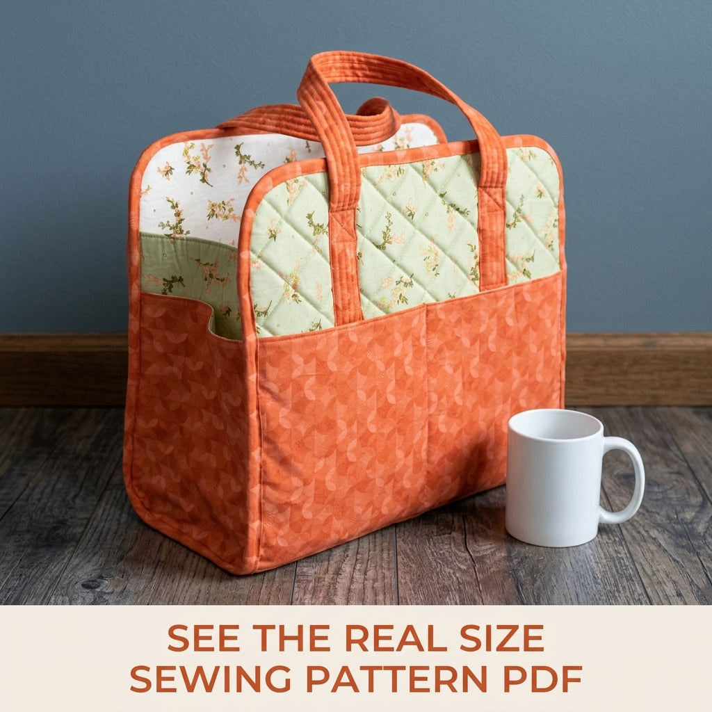Quilted Craft Carry-All Sewing Pattern PDF – Large Project Tote with Pockets