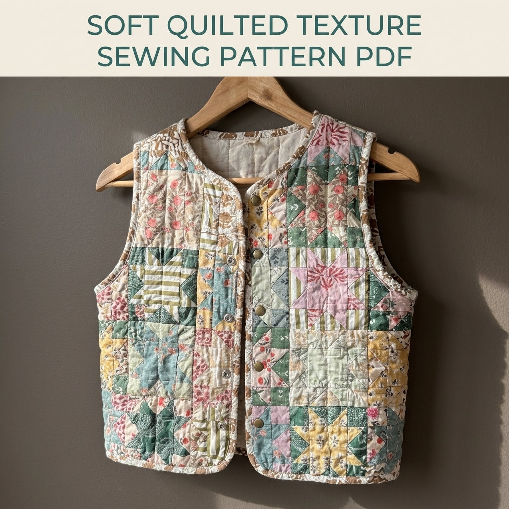 Sawtooth Star Patchwork Vest Sewing Pattern PDF – Quilted Scrap Vest