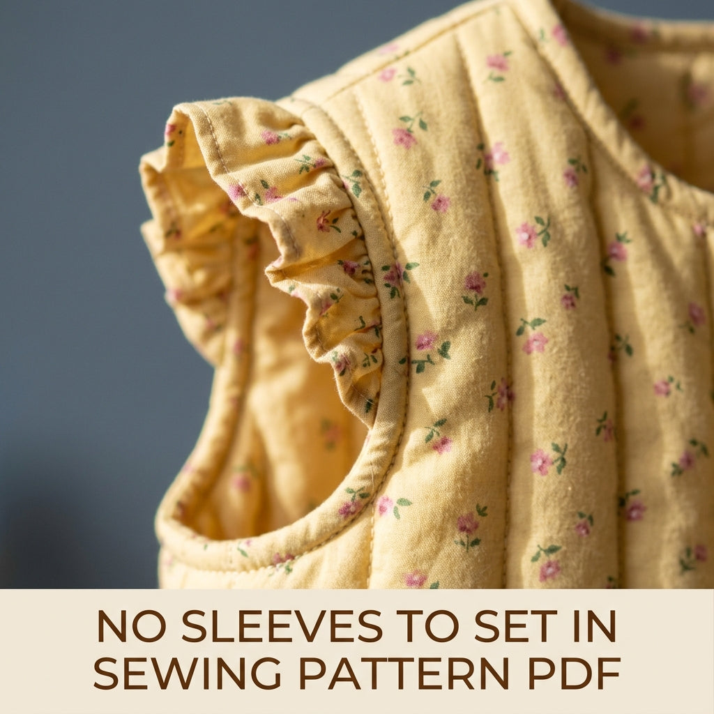 Children's Quilted Vest Sewing Pattern PDF – Girls' Ruffle Vest with Patch Pockets