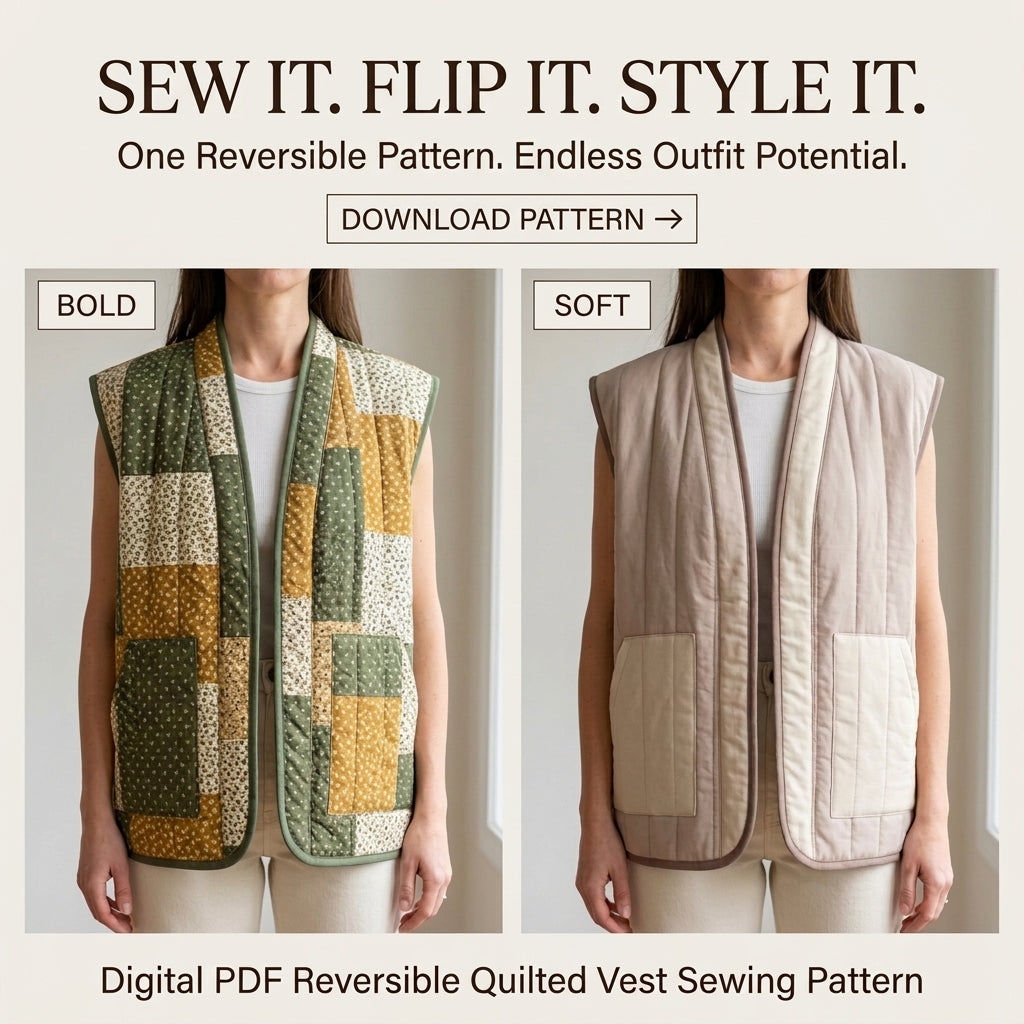Reversible Quilted Vest – PDF Sewing Pattern