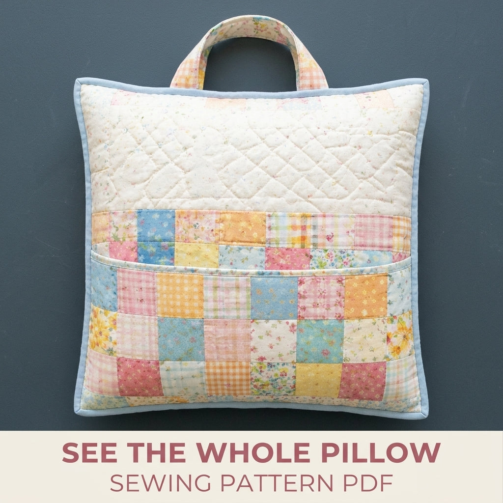Patchwork Pocket Reading Pillow Sewing Pattern PDF – Book Pocket Cushion