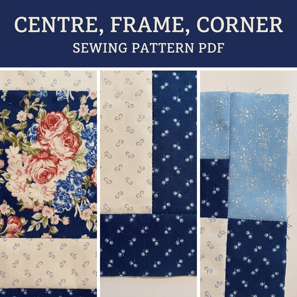 Rose Framed Square Quilt Block Pattern PDF – Easy Block for Quilts and Cushions