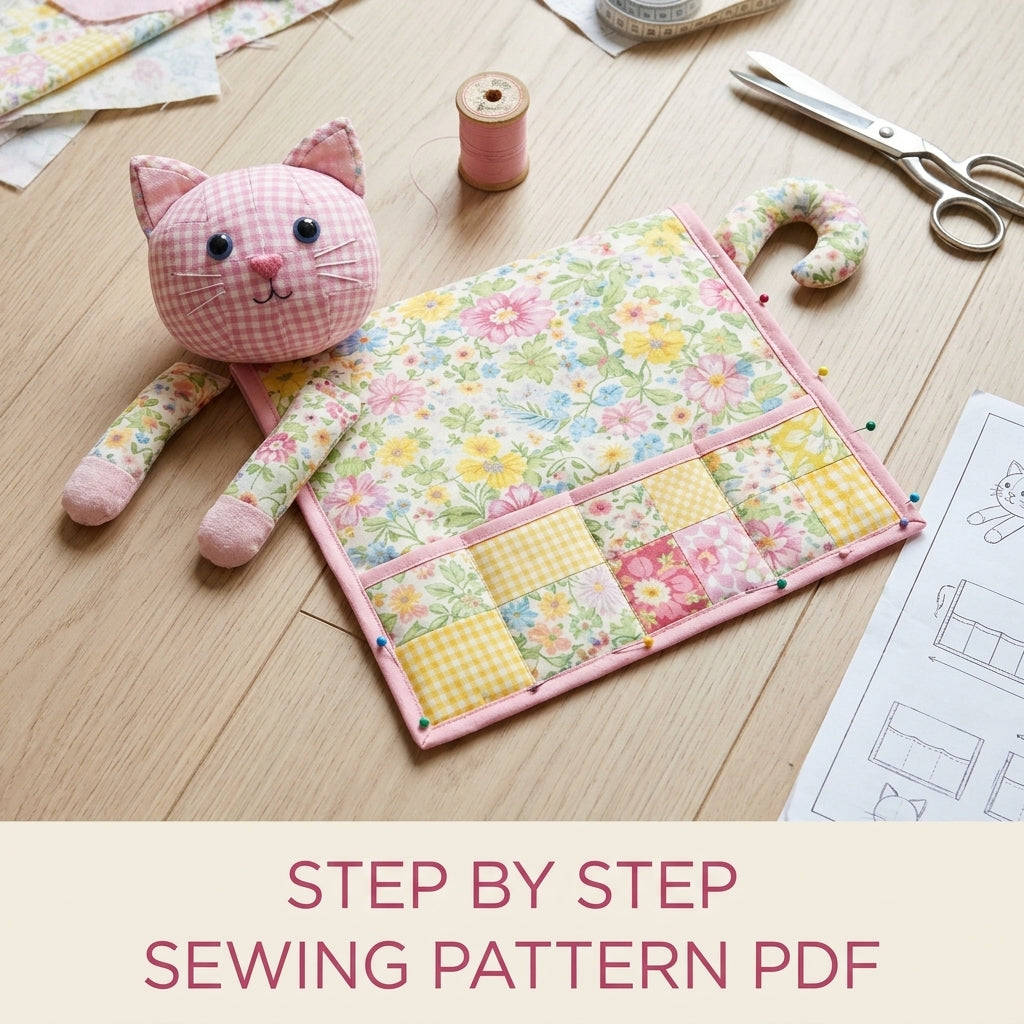 Cat Armrest Caddy Sewing Pattern PDF – Sofa Organizer with Pockets